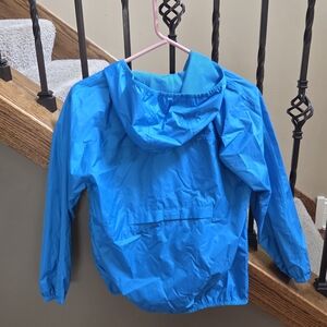Lands' End Bright Blue Kids Hooded Rain Jacket